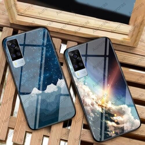 Auroras For VIVO Y31 Case Tempered Glass Full Cover Space Starry Sky Design Case For vivo Y51 Cover