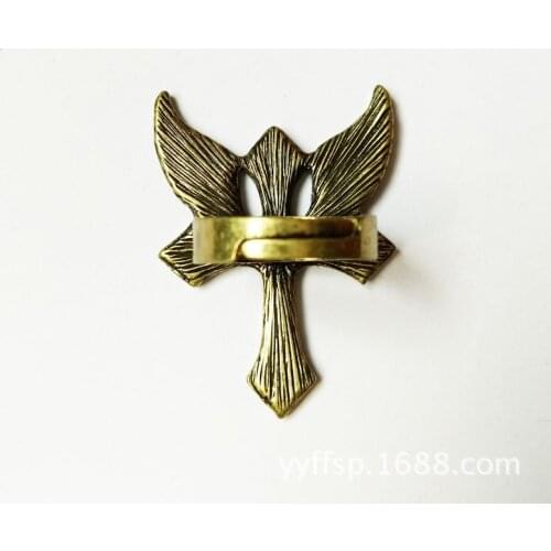 Black Cross Angel Wings Retro Adjustable Ring Available For Men And Women European And American Fashion Jewelry