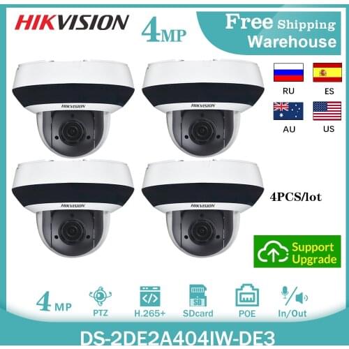 Hikvision 4MP PTZ IP Camera DS-2DE2A404IW-DE3 4X 2.8-12mm Zoom Mini PTZ Onvif POE H.265+ Outdoor Video Dome Camera 4pcs/lot