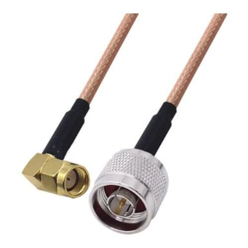 RG400 Cable RP-SMA Male Right Angle to N Male Double Shielded Copper Braid Coax Low Loss Jumper Cable