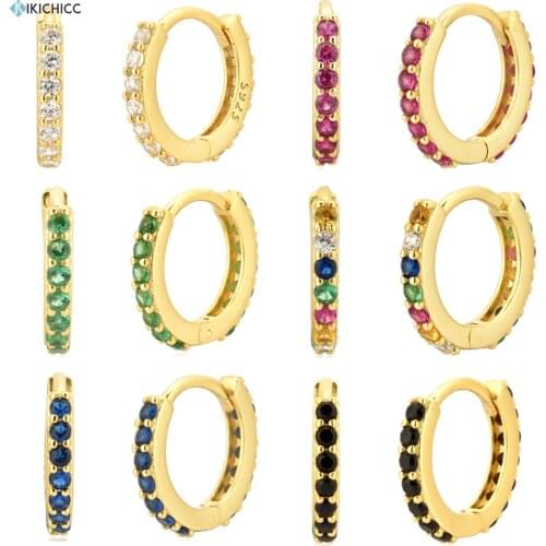 Kikichicc 925 Sterling Silver 8.8mm Huggies Middle Hoops 2020 Rock Punk Zircon Pave Luxury Fashion Jewelry Loop Piercing Ohrring