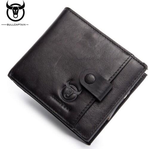 BULLCAPTAIN New Arrival Mens Wallet Cowhide Coin Purse Designer Brand Wallet clutch leather wallet man wallets and purses