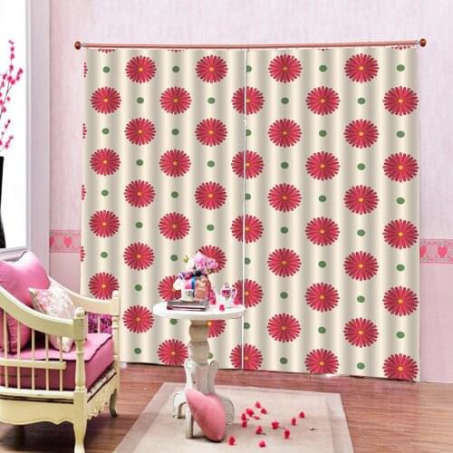 Adroable Red Flower Window Curtains For living room Blackout Bedroom Curtains home drapes