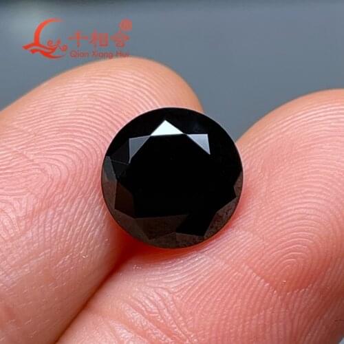 Beautiful Natural black color spinel gemstone Machine cut round shape