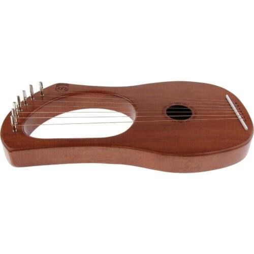 Mahogany Wood 7 Strings Harp with Tuning Wrench&Bag&Cleaning Cloth for Learner Beginner Gift