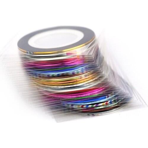 10pcs/set Nail Striping Tape Line Silver Gold Laser Adhesive Striping Sticker Holographic 3D Strips Liner Tape Decor