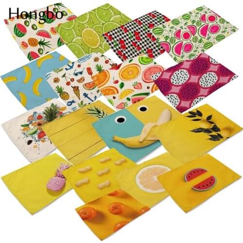 Linen Placemat Table Mat Fruit Watermelon Orange Lemon Pads For Kitchen Dining Table Disc Pads Bowl Coasters Home Decor