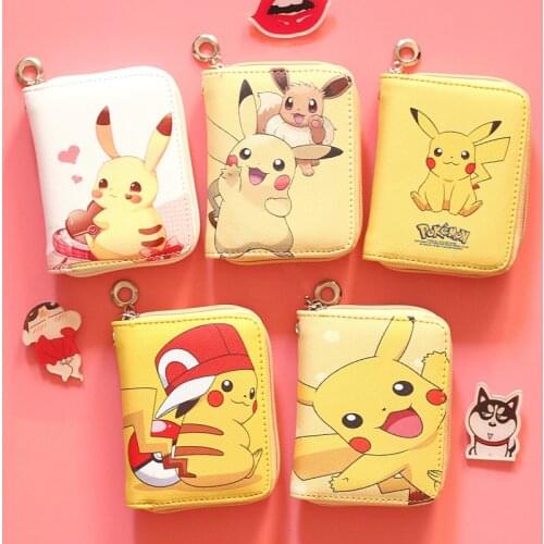 Takara Tomy Pokemon Cartoon Cute Coin Purse Anime Surrounding Pikachu Fashionable Leather Zipper Wallet Children Birthday Gift