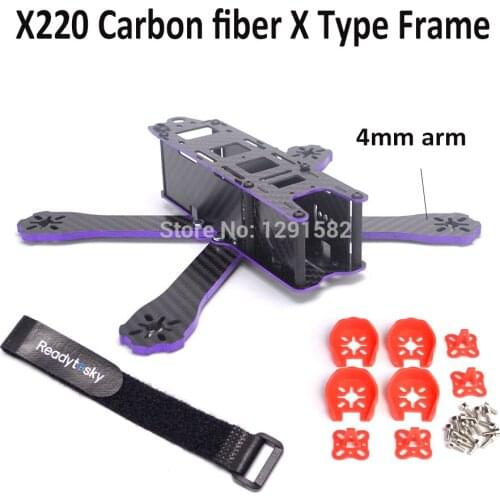 Mini X220 220mm Carbon Fiber with 4mm Arm X Type Frame Kit For Wizard RC Models Quadcopter