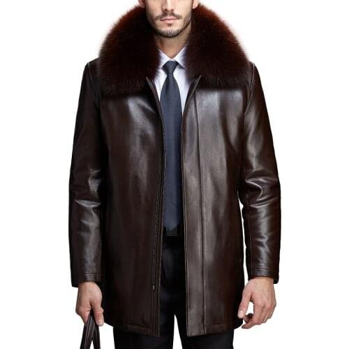 Genuine Leather Real Mink Winter Jacket Men Fox and Rabbit Fur Collar Sheepskin Coat Windbreaker 6062-Z MY1824