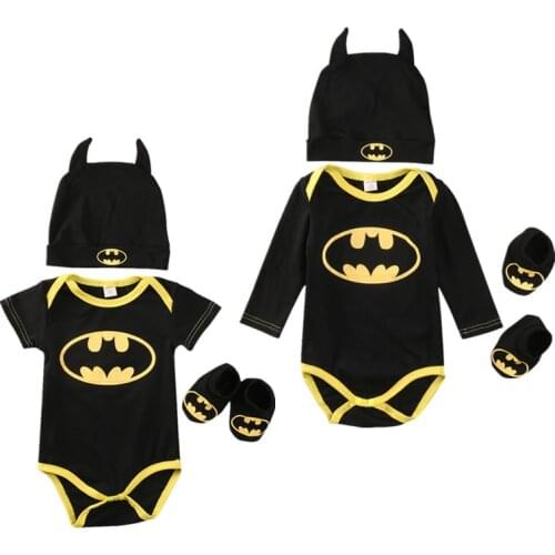 2018 New Fashion Newborn Baby Boy Clothes Cotton Romper+Shoes+Hat 3Pcs Outfits Set Cartoon Clothing Set