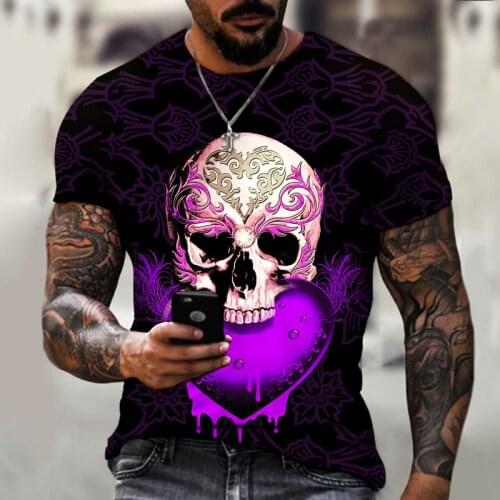 New Harajuku 3D printing T-shirt horror skull pattern novelty T-shirt fashion short-sleeved male large sizeplus size top T-shirt