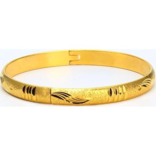 New African Gold Fashion Floral Print Bangle Can Open gold color Jewelry Gifts For Women