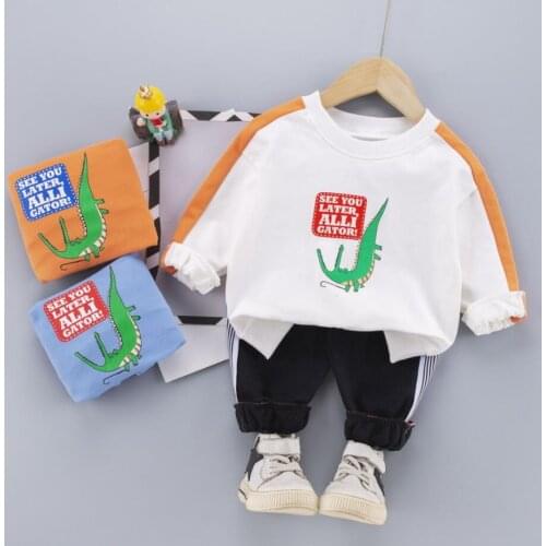 Autumn Boys Clothes Fashion Children Long Sleeved Printed Cartoon Top +Pants 2PCS For 1-5 Years Baby Sports Suit