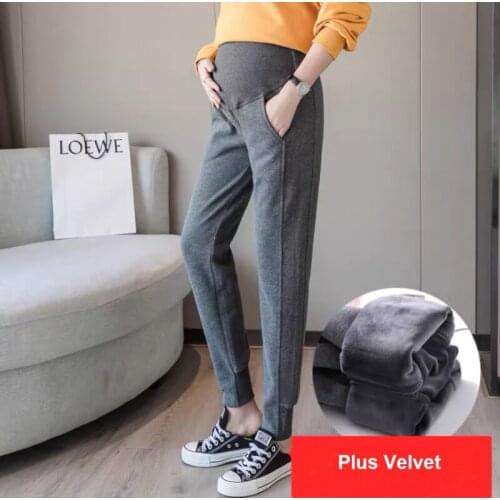 Plus Velvet Cotton Maternity Pants Winter Warm Pants Clothes for Pregnant Leggings Women Autumn Belly Pregnancy Trousres New Hot