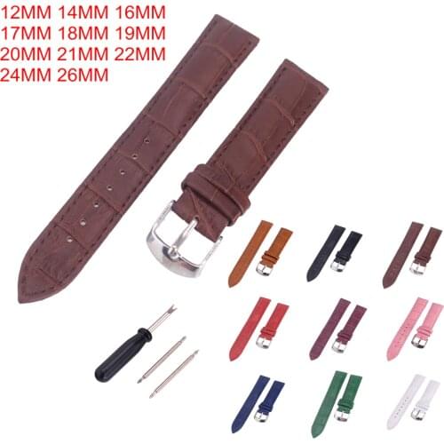 1PCS leather Watches Band Strap 12mm 14mm 16mm 17mm 18mm 19mm 20mm 21mm 22mm 24mm 26mm Women Men Watchbands Watch Belts 9 colors