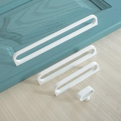 3.66" 5" 7.55" 12.6"Zinc Alloy White Drawer Knobs Door Handles Kitchen Cabinet Handle Wardrobe Bookcase Handle Modern Decoration
