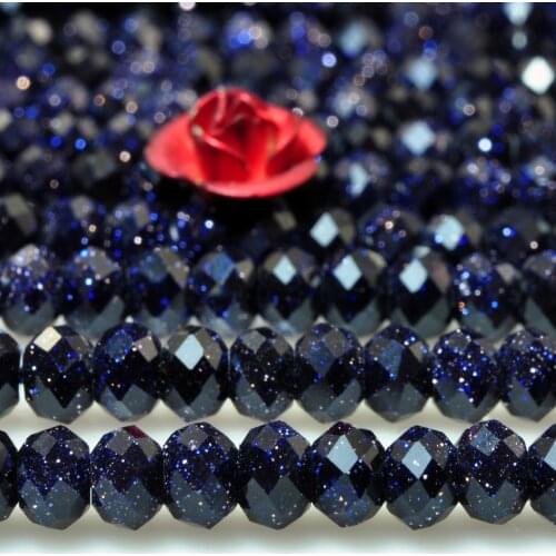 Blue Sandstone Goldstone Faceted Rondelle Loose Beads Wholesale Gemstone Semi Precious Stone Bracelet Necklace Jewelry Making