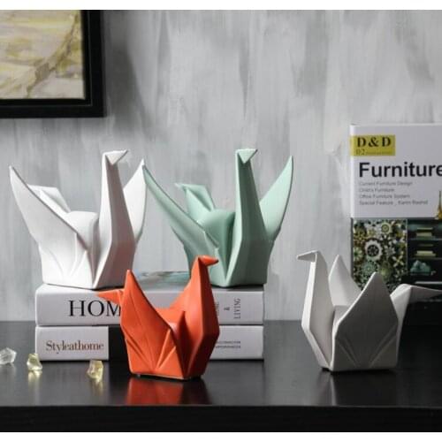 Nordic Modern Abstract Ceramic Bird Statue Animal Origami Sculpture Home Decoration Desktop Furnishing Crafts Wedding Gift 05465
