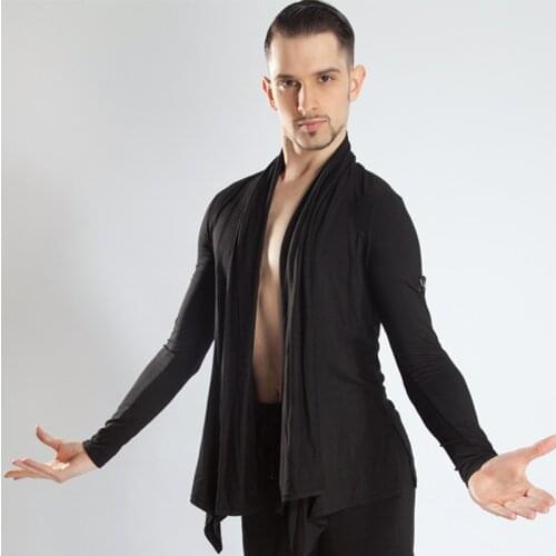 Latin Top Long Sleeve Black Clothes Latin Dance Shirts Men Rumba Cha Cha Samba Dancing Competition Performance Wear Male DN3405