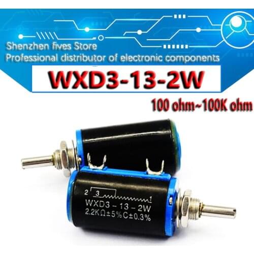1pcs WXD3-13-2W Wirewound Potentiometer 100 220 470 1K 2K2 3K3 4K7 10K 22K 33K 47K 100k Ohm 220R 470R 2.2K 3.3K 4.7K WXD3-13 2W