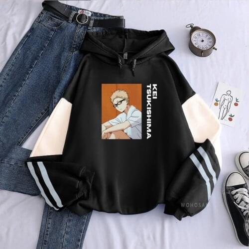 Japan Karasund High School Kei Tsukishima Haikyuu Anime Hoodies Sweatshirt Unisex Harajuku Winter Long Sleeve Hoodie Streetwear