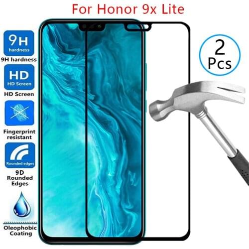 9d screen protector tempered glass case for huawei honor 9x lite cover on honer 9xlite 9 x x9 light protective phone coque bag