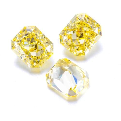 Zhanhao Wholesale Factory Price ZIRCON Hand Made Simulant Yellow Radiant Ice Cut Diamond Loose Gemstone