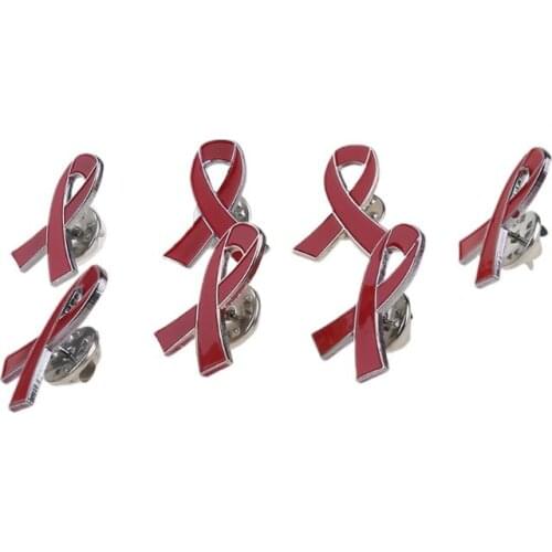 10Pcs/Set Womens Jewelry Enamel Red Ribbon Brooch Pins Surviving Breast Cancer Awareness Hope Lapel Buttons Badges F3MD