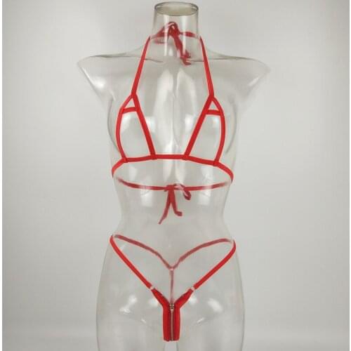 Extreme Hot Sexy Open Crotch Zipper Lingerie Sets Women Erotic Micro Bikini Underwear Bra G-string Thong Costumes Nightwear Gift