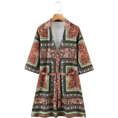 Hot-selling new ladies summer celebrity style dress flower print dress temperament retro vintage dress