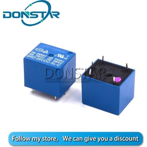 10PCS SRD-06VDC-SL-C 6V DC Power Relay 5pin FOR PCB srd 06vdc sl c