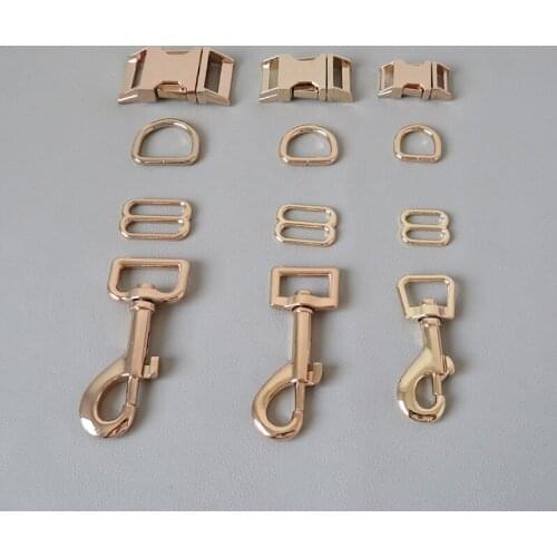 20Sets/Pack Metal Hardware Slider D Ring Release Buckle Hook Clasp Tri Glides For Dog Collar Pacacord Leash Sewing Accessories