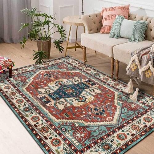 200*300cm Fashion Retro Persian Ethnic Style Geometric Red Blue Living Room Bedroom Bedside Carpet Mat Customization