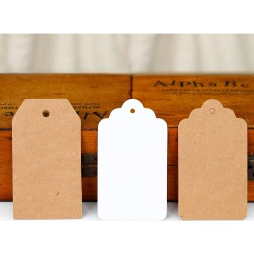 300pcs Packaging Label Paper Tags Kraft /Black/White Blank Price Hang Tag 4*7cm For DIY Sewing Clothes Supplier Party Gift Tag