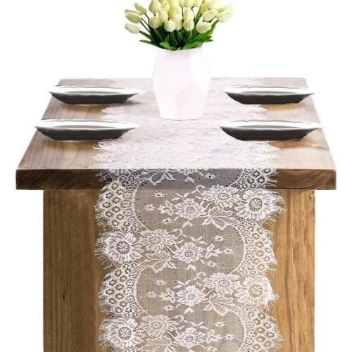 36*300cm White Lace Table Runner Wedding Decoration Christmas Home Dinner Table Decoration Accessories Table Cloth
