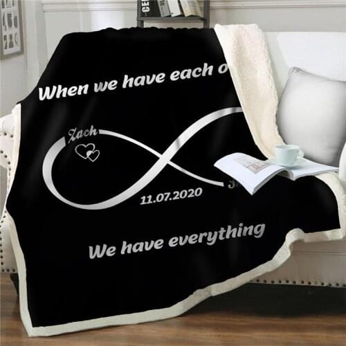 BeddingOutlet letter print Sherpa Throw Blankets sofa Bedspread Photography Black and White Plush Blanket Soft weighted blanket