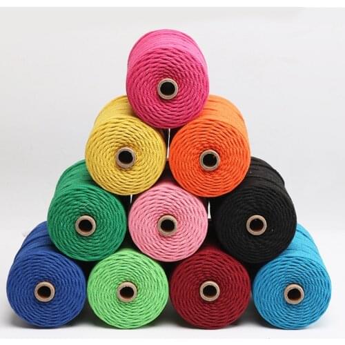 3mmx110yards 100% Cotton Cord Colorful Cord Rope Beige Twisted Craft Macrame String DIY Home Textile Decorative supply