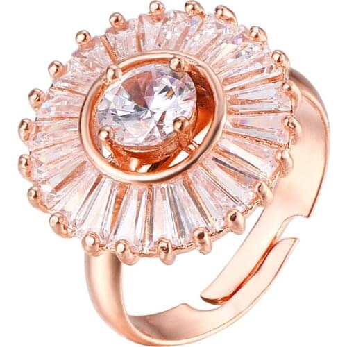 Bettyue Multicolor Exaggeration Round Ring Fashion Romantic Woman AAA Zircon Flower Shape Jewelry Wedding Charming Gift Party