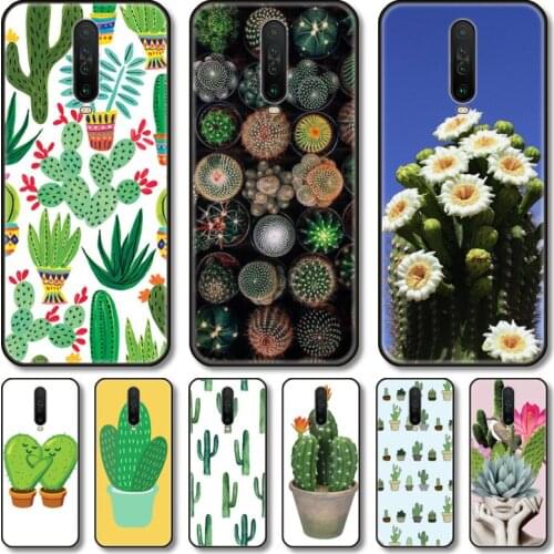 Green cactus Phone Case For XiaoMi Redmi Note 10S 9S 8 7 6 T Pro Black Cover Silicone Back TPU