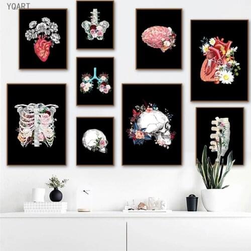 Black White Brain Heart Anatomy Nordic Wall Art Canvas Paintings Posters And Prints Wall Pictures For Modern Living Room Decor