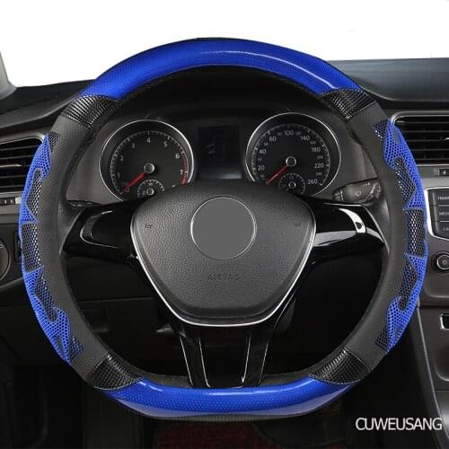 CUWEUSANG Carbon Fiber Leather Car Steering Wheel Cover For Skoda Octavia Kodiaq Rapid Fabia Yeti Karoq