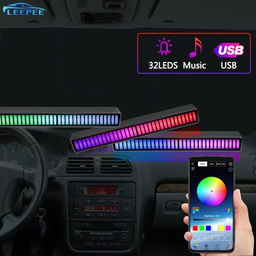 USB Colorful Music Ambient Light Bar Phone Sound Bluetooth APP Control Voice Music Pickup LED RGB Strip Light for Car Home