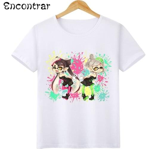 Kids Splatoon Inkling Design T Shirt Boys/Girls Casual Short Sleeve Tops Childrens Funny White Anime T-Shirt,HKP3071