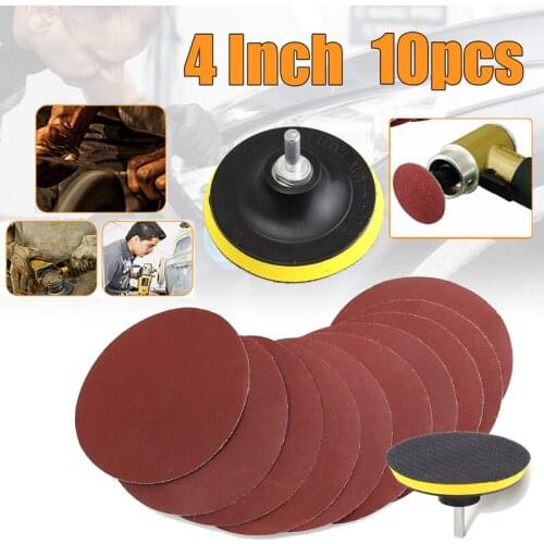 10Pcs/Set 4 inch Sanding Disc Sandpaper Loop 1000 Grit With Backer Pad M10 Drill Adapter For Car Cleaning And Polishing Tool