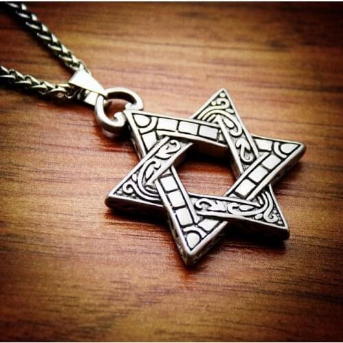 Double Sided Six-pointed Star Necklace Pendant Stainless Steel Necklace for Men Gothic Punk Pendant Harajuku Necklace Titanium G