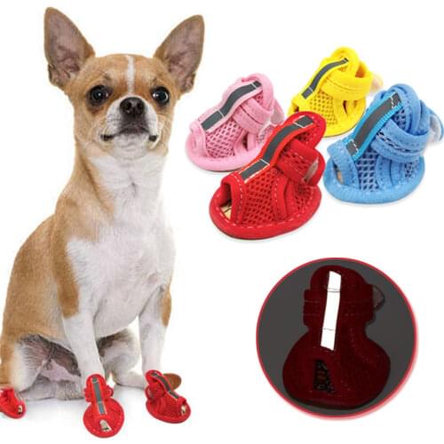 Breathable Pet Shoes for Small Dogs Reflective Puppy Products Cute Anti-Slip Cats Accessories Summer Dog Boots for Chihuahua Pug