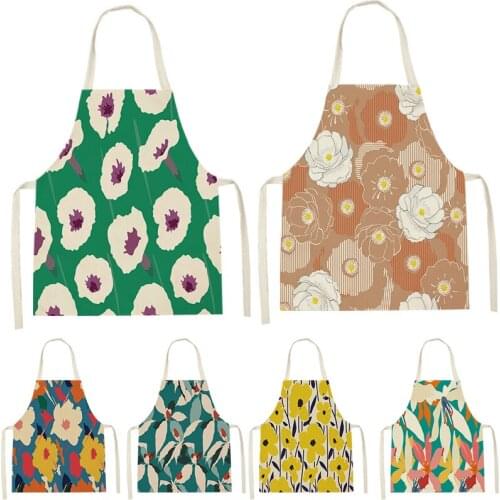 Plant Flower Pattern Peony Print Sleeveless Apron ChildrenS Cleaning Home Men And Women Kitchen Waist Bib Anti-Fouling Apron