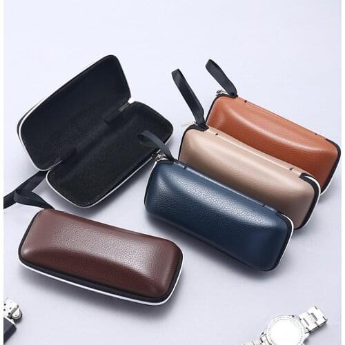 Square Lychee Pattern Leather Glasses Sunglasses Case Cover For Women Glasses Box Portable Compression-resistant Eva Mirror