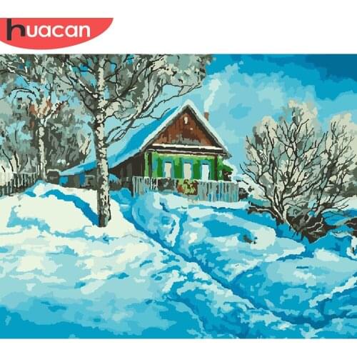 HUACAN Paint By Number Winter Drawing On Canvas HandPainted Painting Art Gift DIY Pictures By Number Snow Kits Home Decor